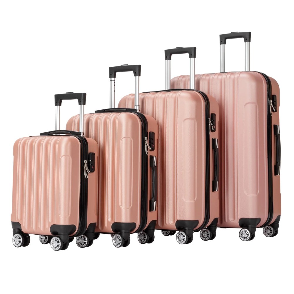 Zimtown 4 Pcs Luggage Set,Durable Travelable Suitcase with Double Wheels and TSA Lock Rose Gold