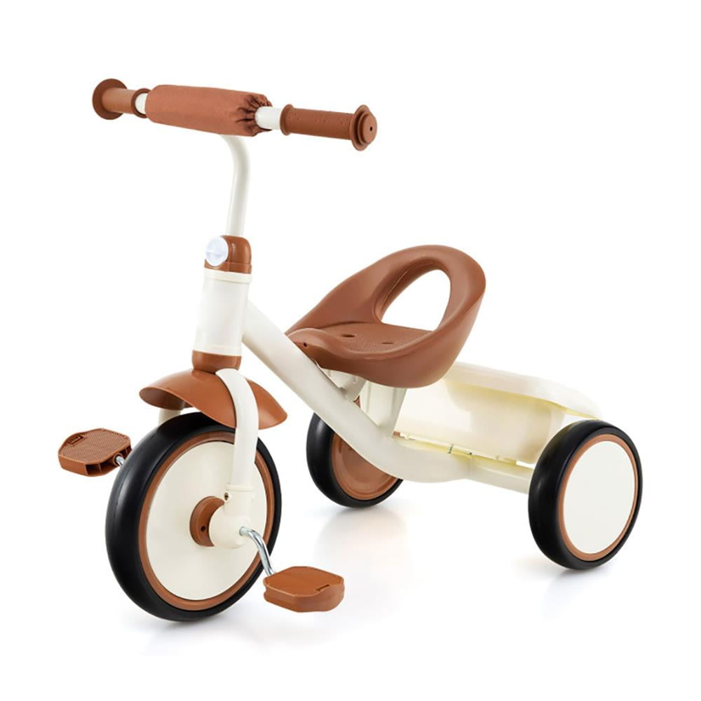 YYAo Kids Bike, Kid's Bikes, Children Bicycle, Toddler Tricycle Kids Trike with Adjustable Seat and Basket Aged 3-5 Years Old-Beige