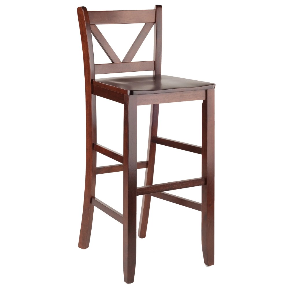 Winsome Wood Victor 30" V-Back Bar Stool,Set of 2,Walnut Finish - Image 7