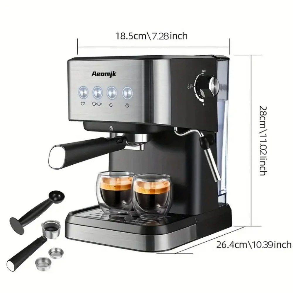 AEOMJK Semi-Automatic Espresso Machine, 20 Bar Pressure, 1.5L Removable Water Tank, Design for Cappuccino & Latte Making,Coffee Brewing - Image 4