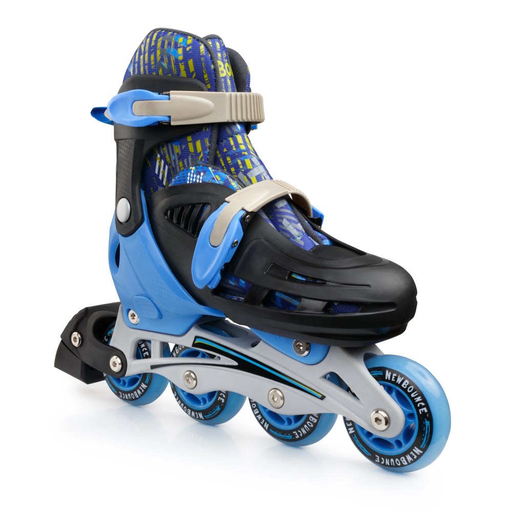 New Bounce Adjustable Inline Skates for Kids-4 Wheel Roller Blades-Blue-Adjustable Size and Comfortable Fit for Kids
