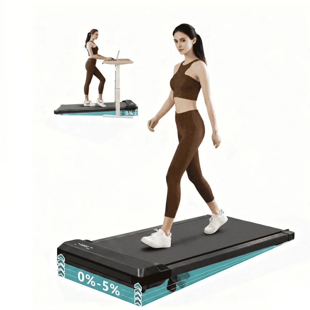 Walking Pad Treadmill, 2.5HP Ultra-Quiet Motor for Home Office, 3-in-1 Under Desk Black Electric Treadmill with Remote, 265 lbs Capacity & Incline Adjustment