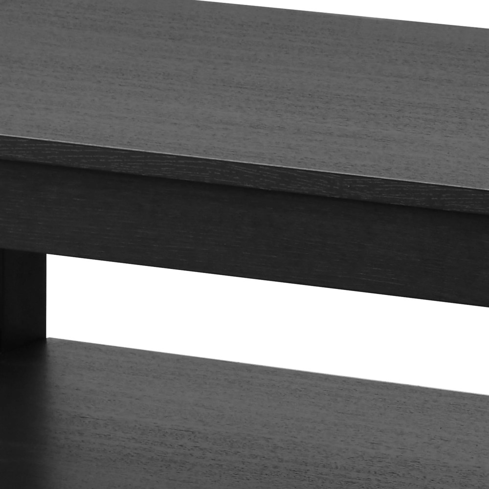 Wooflex Wood Farmhouse Coffee Table with 2-Tier Open Shelf-Black-Living Room & Home Office - Image 9