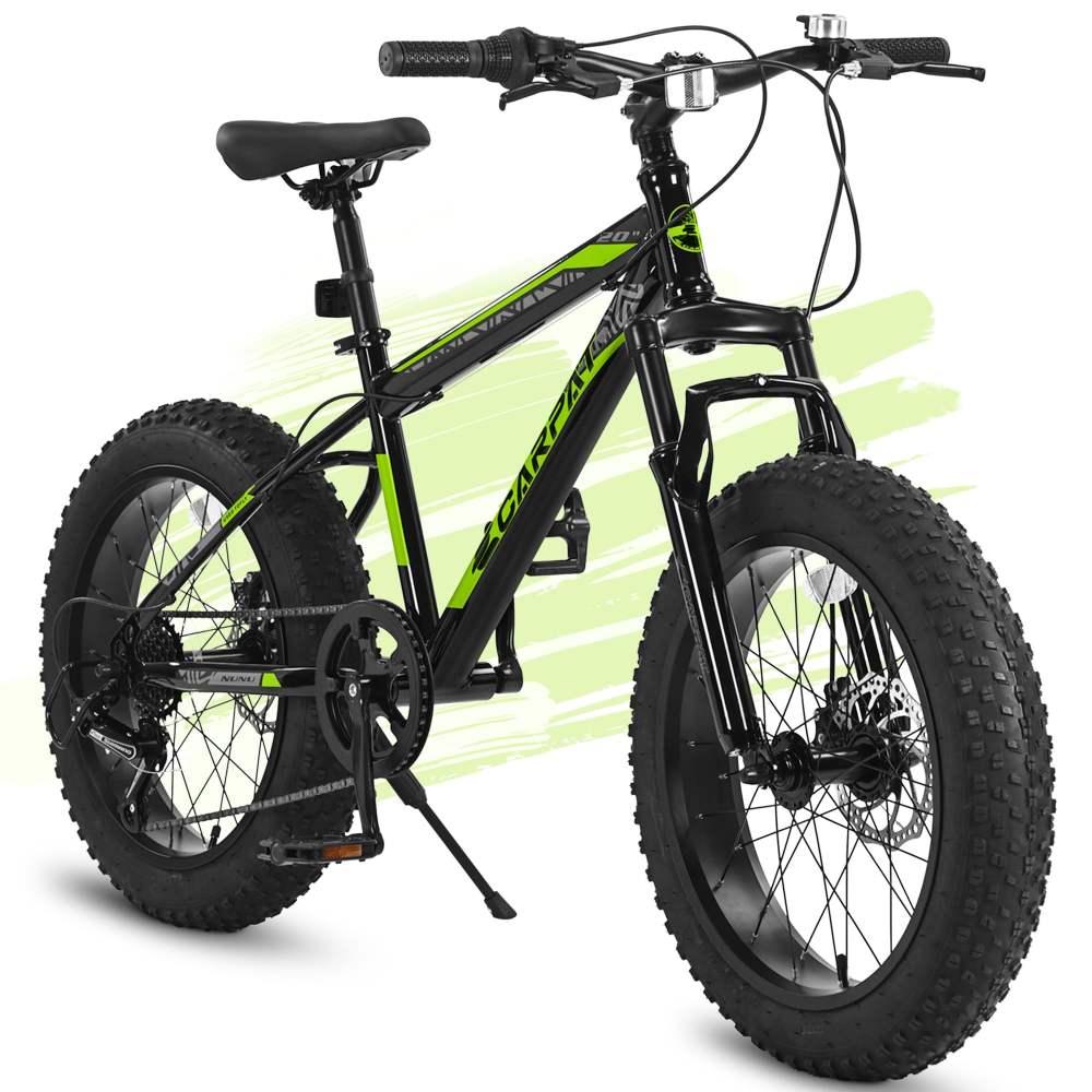 Aukfa 20" Kids Mountain Bike, 7 Speed Teenager Children Kids' Bicycles, Green