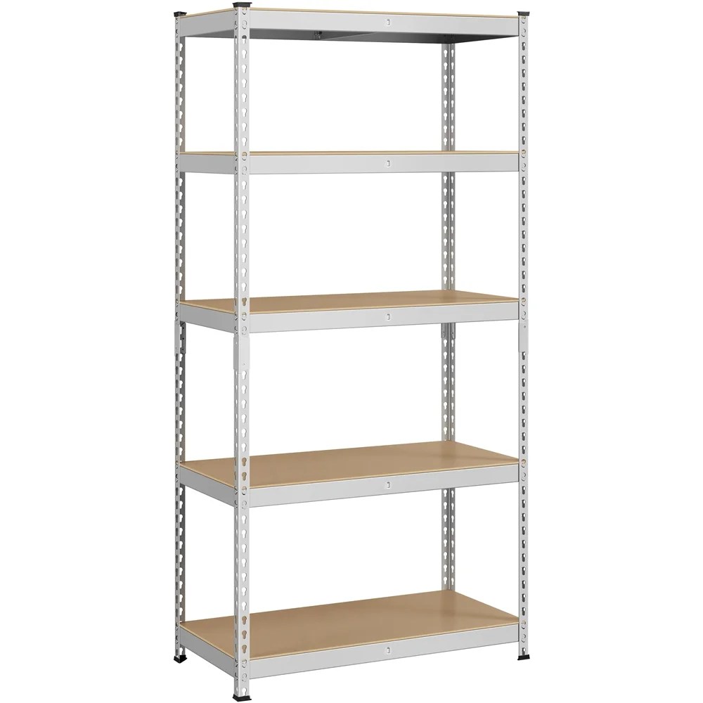 Alden Design 5-Shelf Boltless & Adjustable Steel Storage Shelf Unit,  Silver,  Holds up to 705 lb Per Shelf