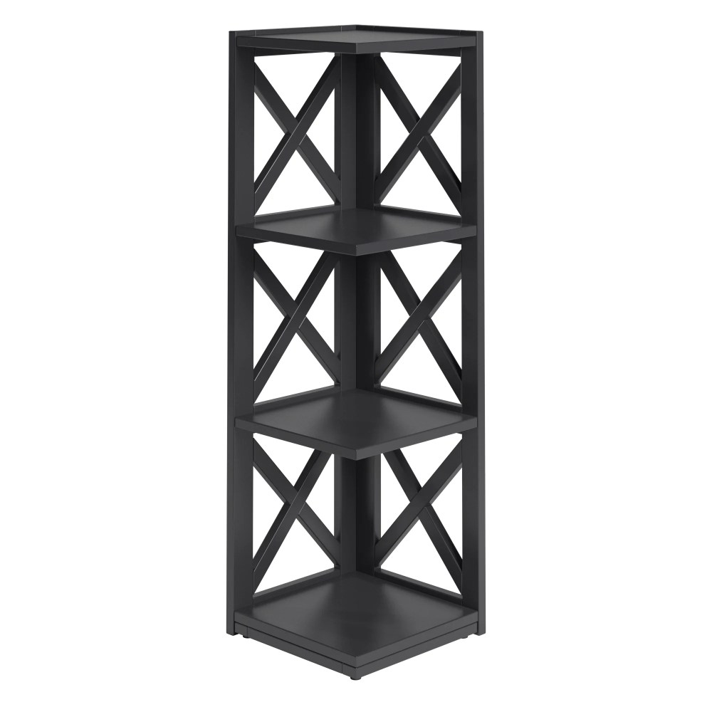 Weston Home Rebecca Wood 3-Shelf Corner Bookcase,Black