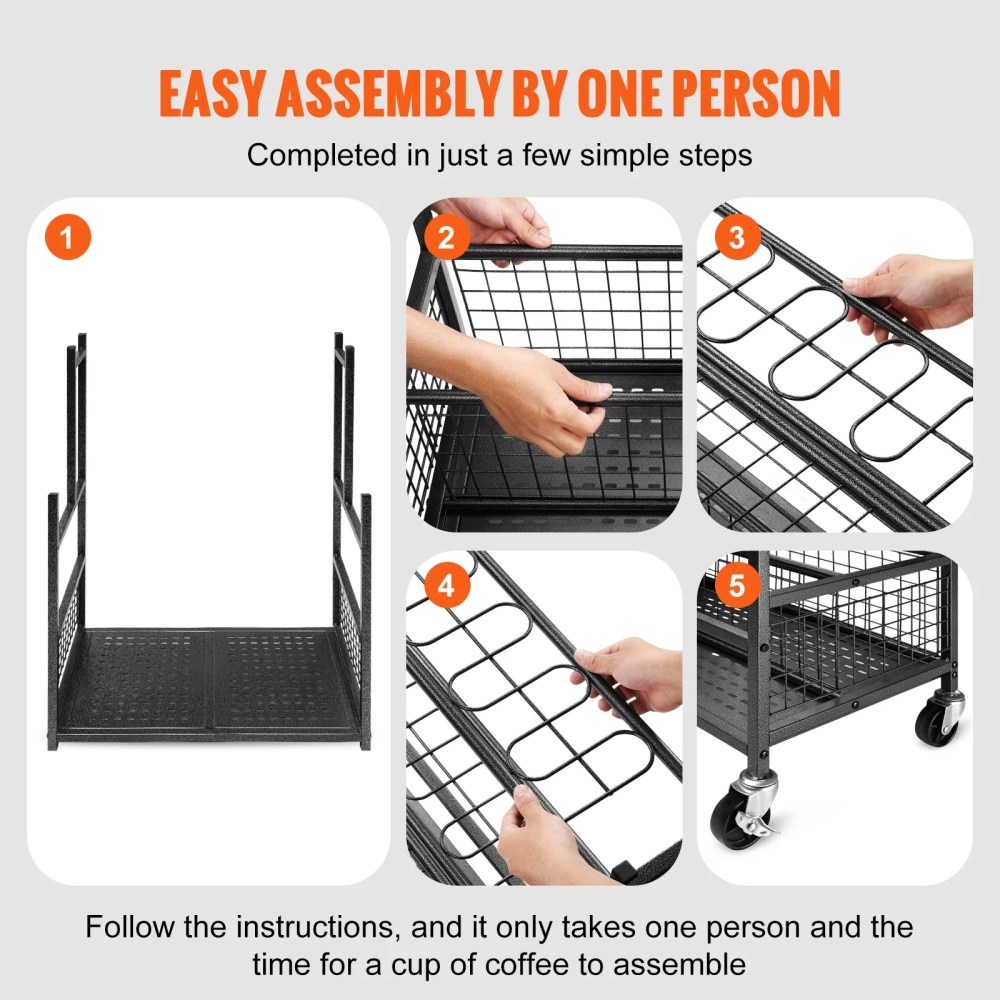 KFFKFF Garden Tool Storage Rack with Wheels Garage Organizer 16 Slots with Hooks - Image 9