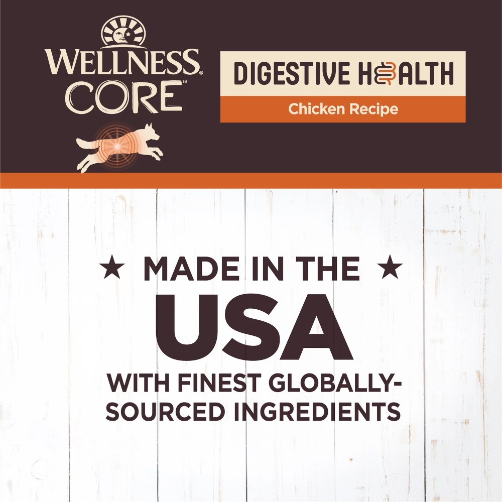 Wellness CORE Digestive Health Pate Adult Canned Wet Dog Food, Grain Free, Sensitive Stomach, Natural, Chicken Recipe, 13 oz, Pack of 12 Cans - Image 6