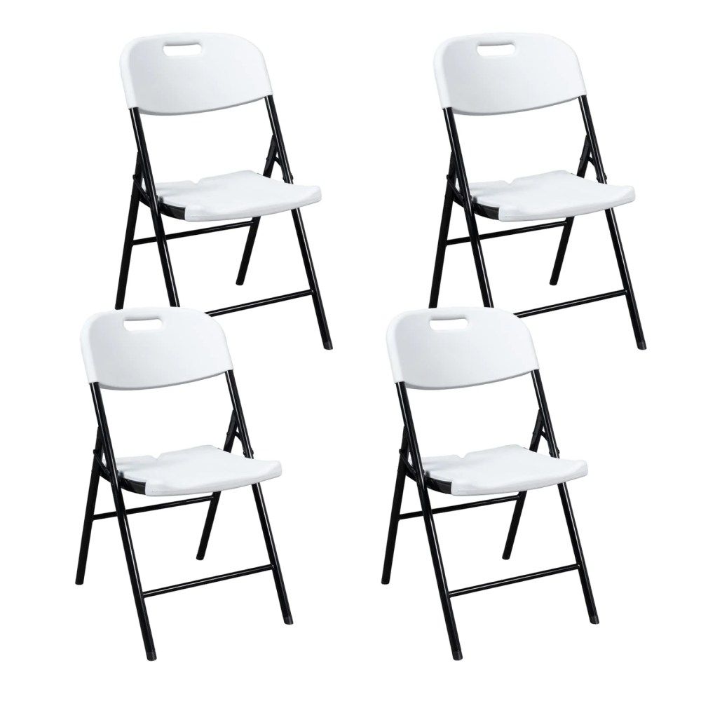 Ktaxon 4 Packs Portable Plastic Folding Chair w/ Handle White for Party Wedding Camping Picnic,Adult,Outdoor and Indoor Portable Chairs,Plstic Chairs