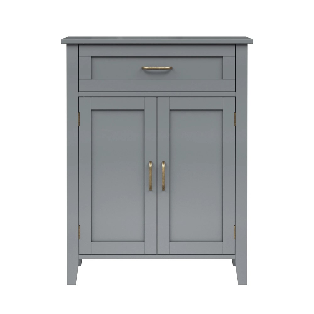 Teamson Home Mercer Freestanding Two-Door Floor Storage Accent Cabinet with Top Drawer, Gray