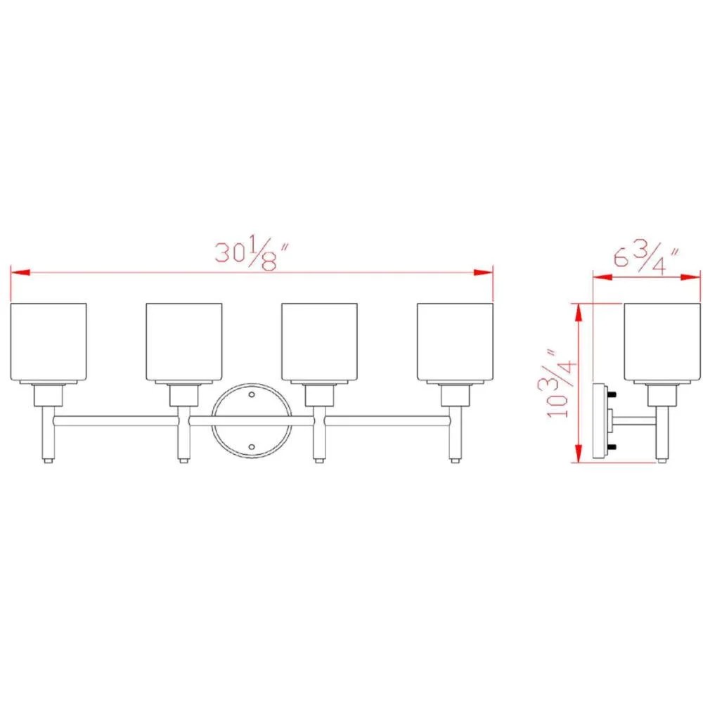 Design House Aubrey 4-Light Transitional Indoor Dimmable Bath Vanity Light, Satin Nickel - Image 5