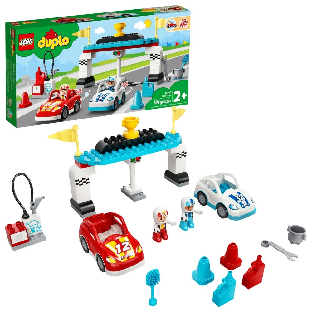 LEGO DUPLO Town Race Cars 10947 Building Toy Developmental Playset for Toddlers and Kids (44 Pieces)