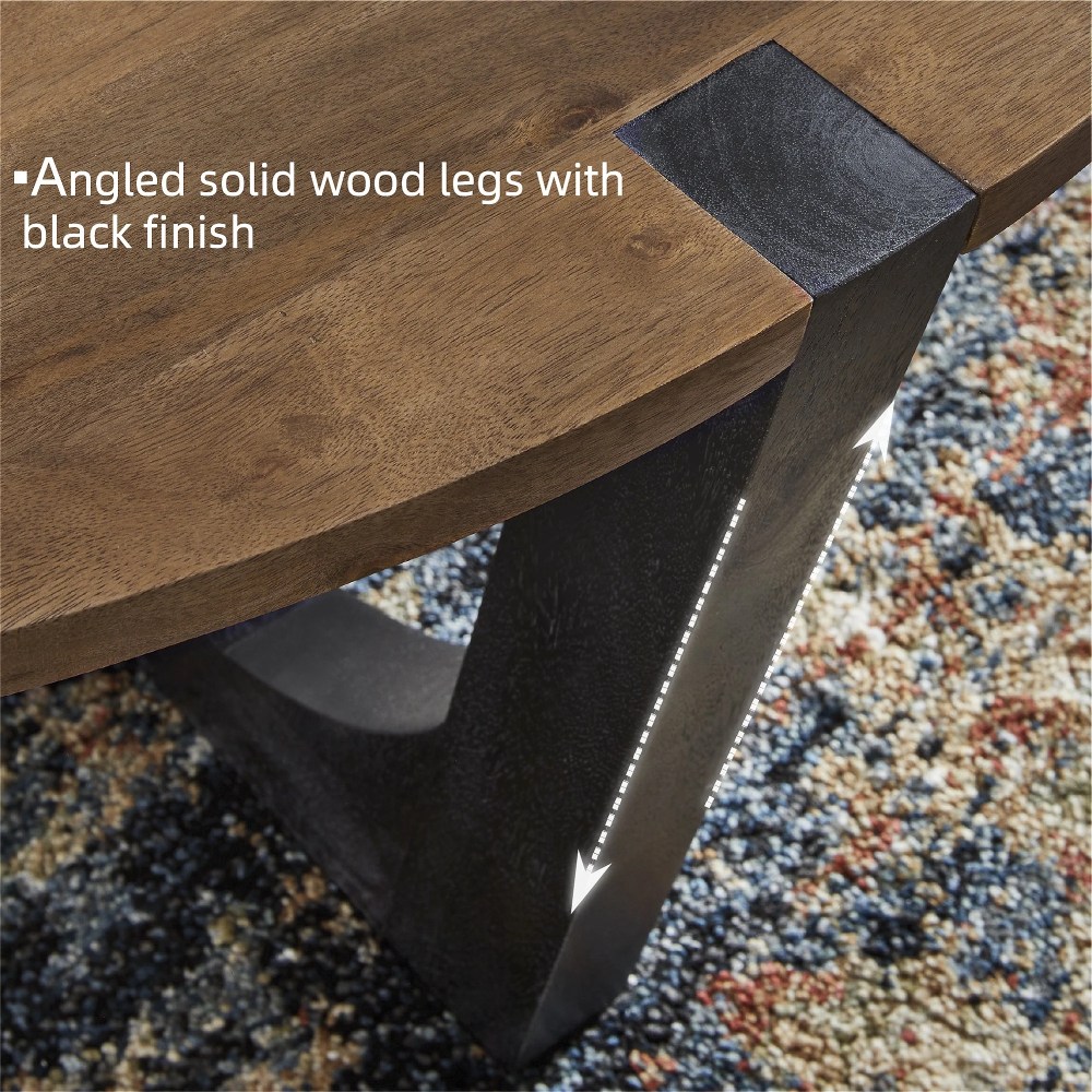 Signature Design by Ashley Hanneforth Round Coffee Table,Brown/Black - Image 4