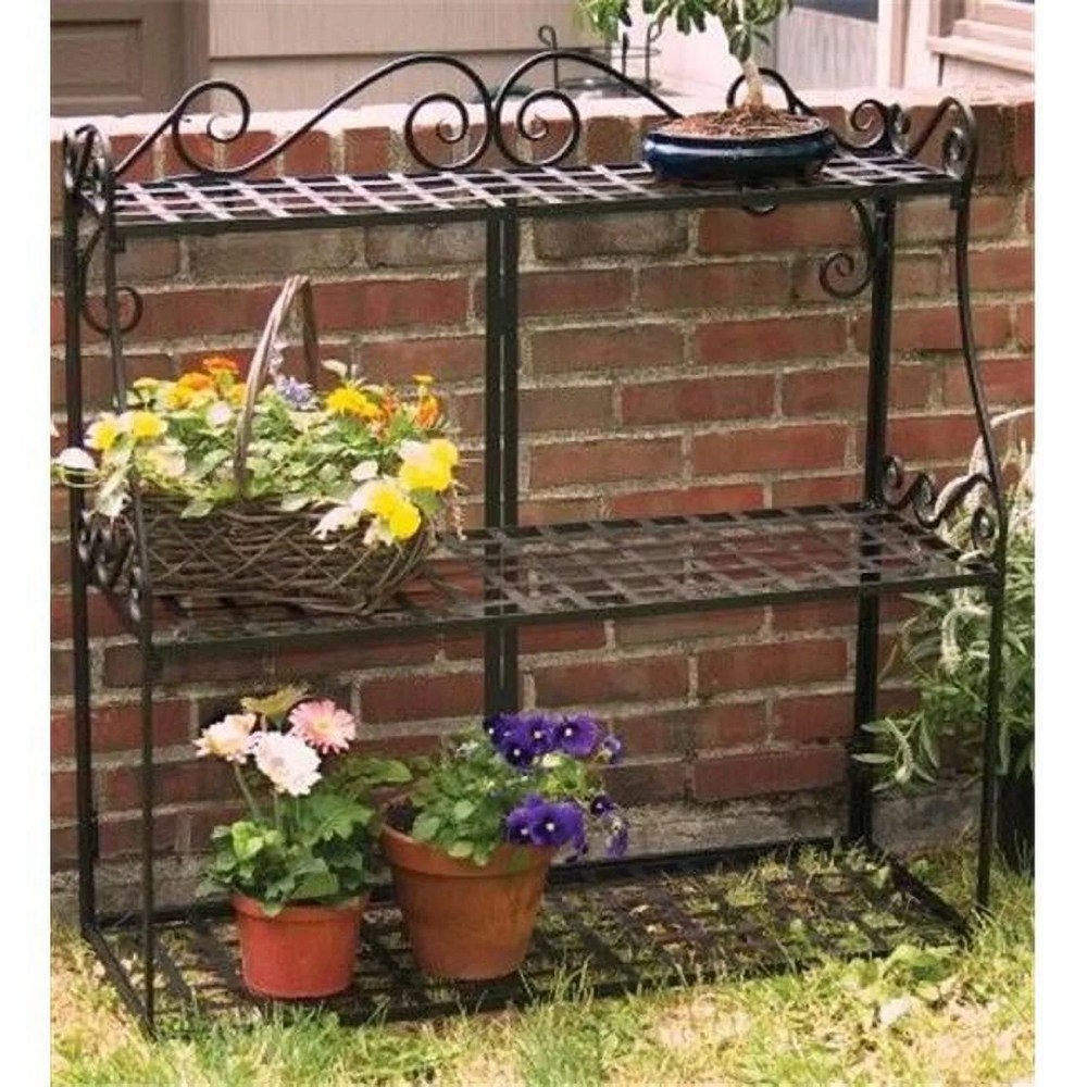 Panacea Products Forged 3-Tier Plant Stand, Black