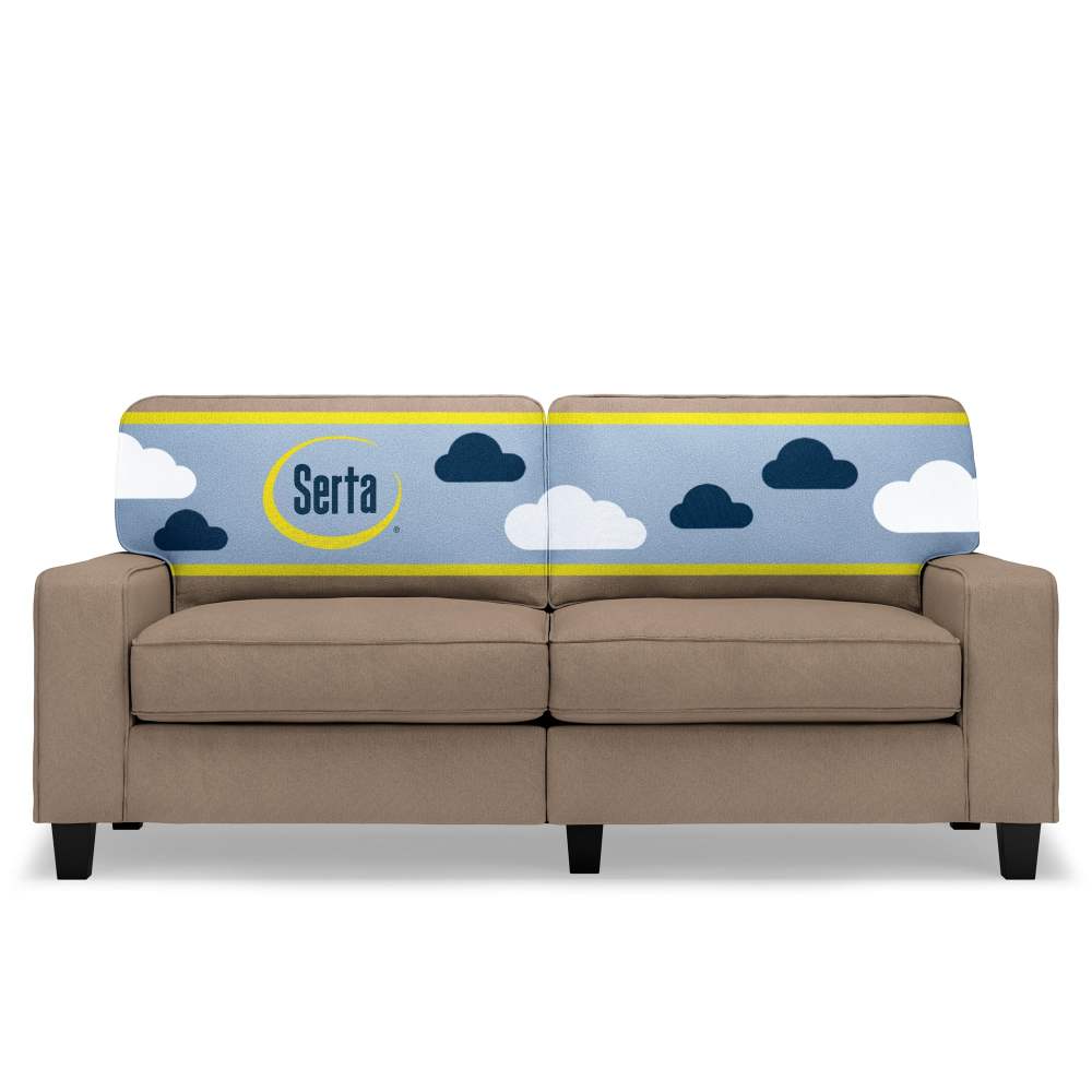 Serta Palisades 73" Track Arm Sofa, Easy Care Polyester, Loveseat or Couch for Small Spaces, Tan