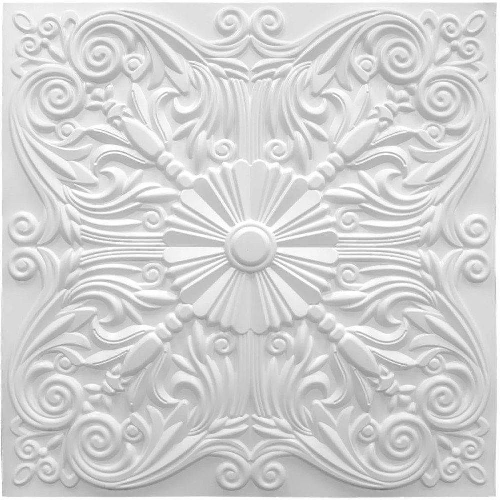 Art3d 12-Pack Decorative Drop Ceiling Tile 2ft x 2ft in Matte White,PVC Ceiling Panel 24 x 24in.