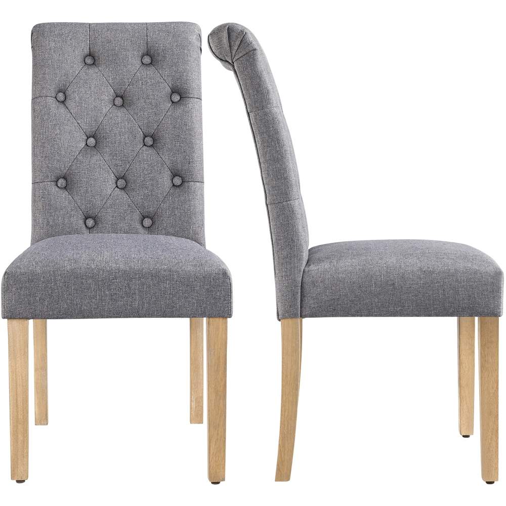 Alden Design Upholstered Dining Chair High Back Padded Parsons Chairs Tufted Dining Chair, Set of 2, Dark Gray