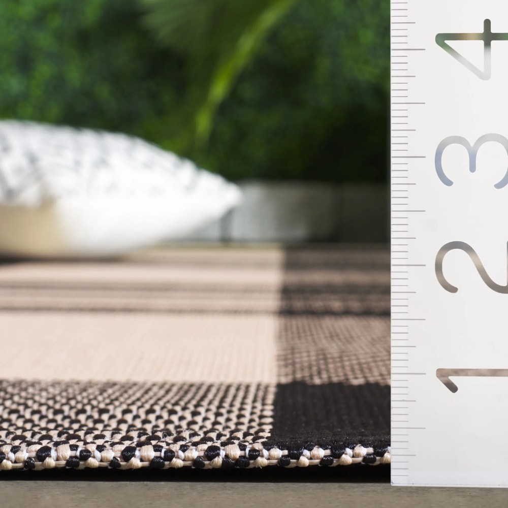 Safavieh Courtyard Benjamin Plaid Indoor/Outdoor Area Rug, Black/Bone, 6'7" x 6'7" Square - Image 12