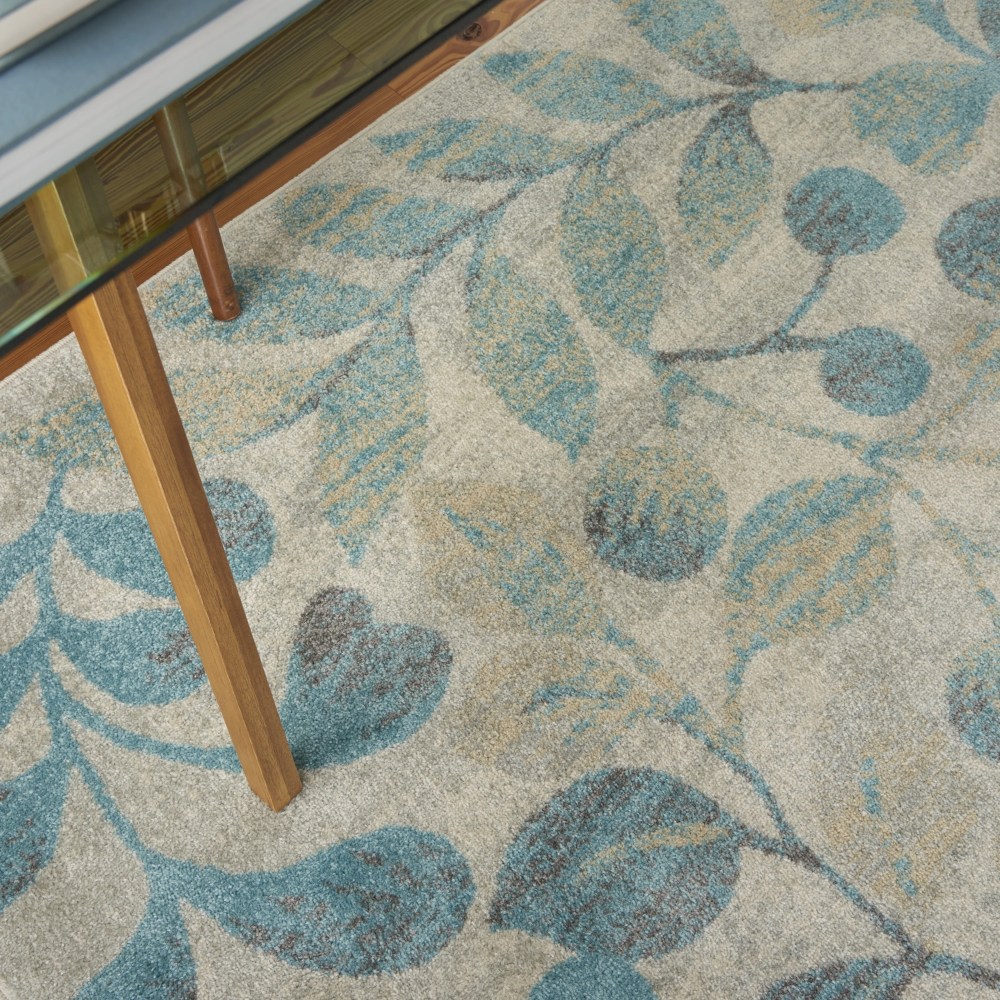 Nourison Tranquil Nature Ivory/Turquoise 5'3" x 7'3" Area Rug, (57) - Image 3