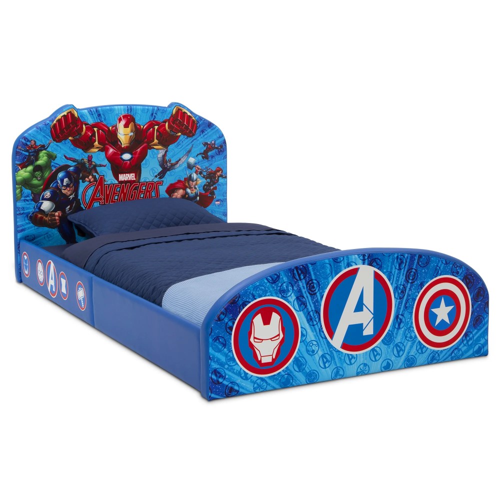 Marvel Avengers Upholstered Twin Bed by Delta Children,Blue