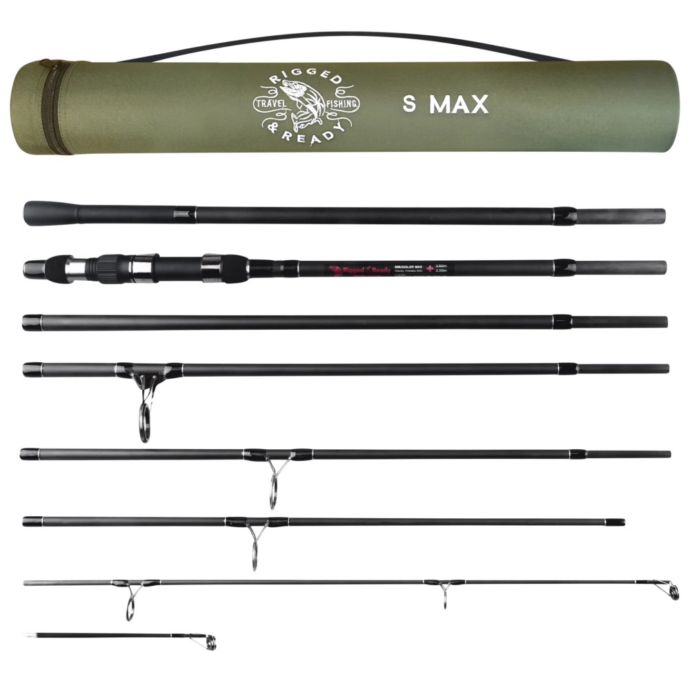 Rigged and Ready S Max. Big Fish Powerful Predator Surf Travel Fishing Rod 2 Tips Hi-Carbon 11' 10" & 10' 7" Options Compact Rod 23" Case 26" Cast W 3.56 oz