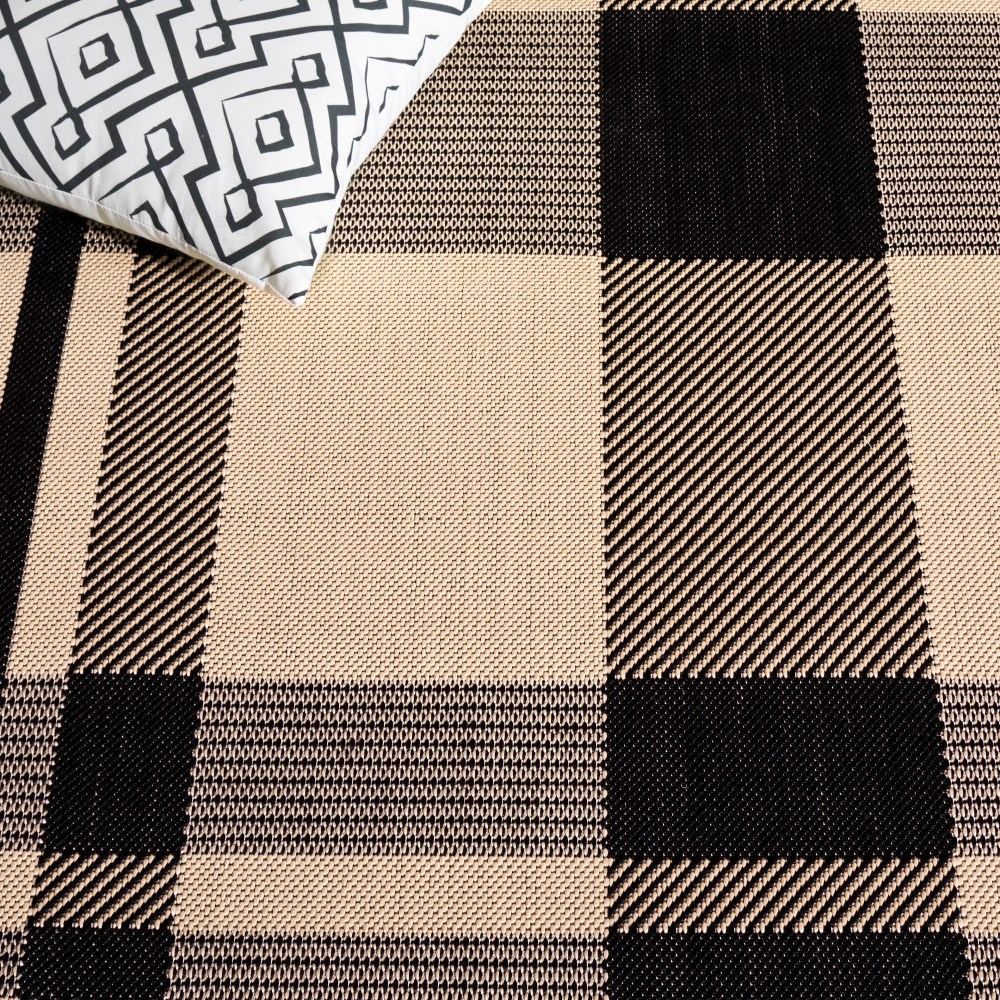Safavieh Courtyard Benjamin Plaid Indoor/Outdoor Area Rug, Black/Bone, 6'7" x 6'7" Square - Image 15