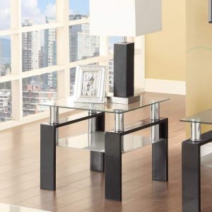 SIMPLE RELAX Glass Top Indoor End Table, Black