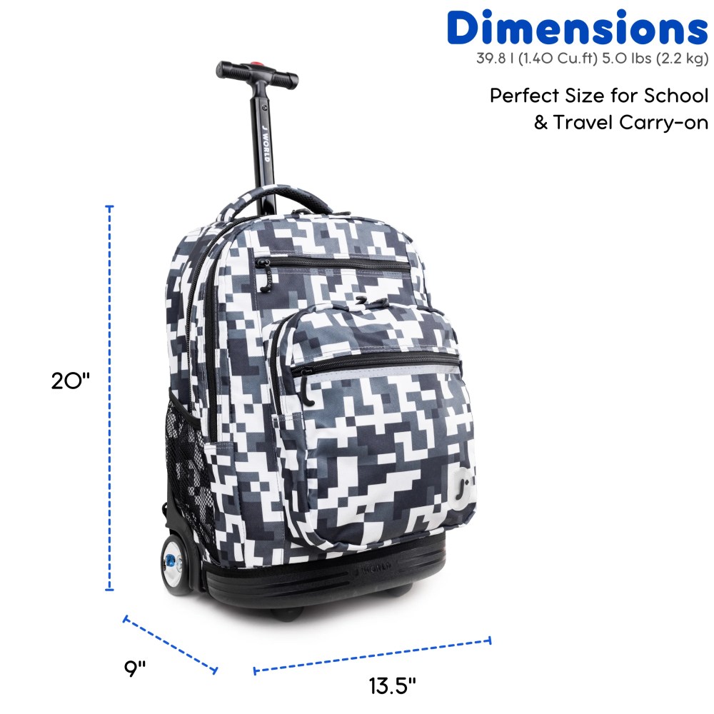 J World Unisex Sundance 20" Rolling Backpack with Laptop Sleeve for School and Travel, Camo - Image 6