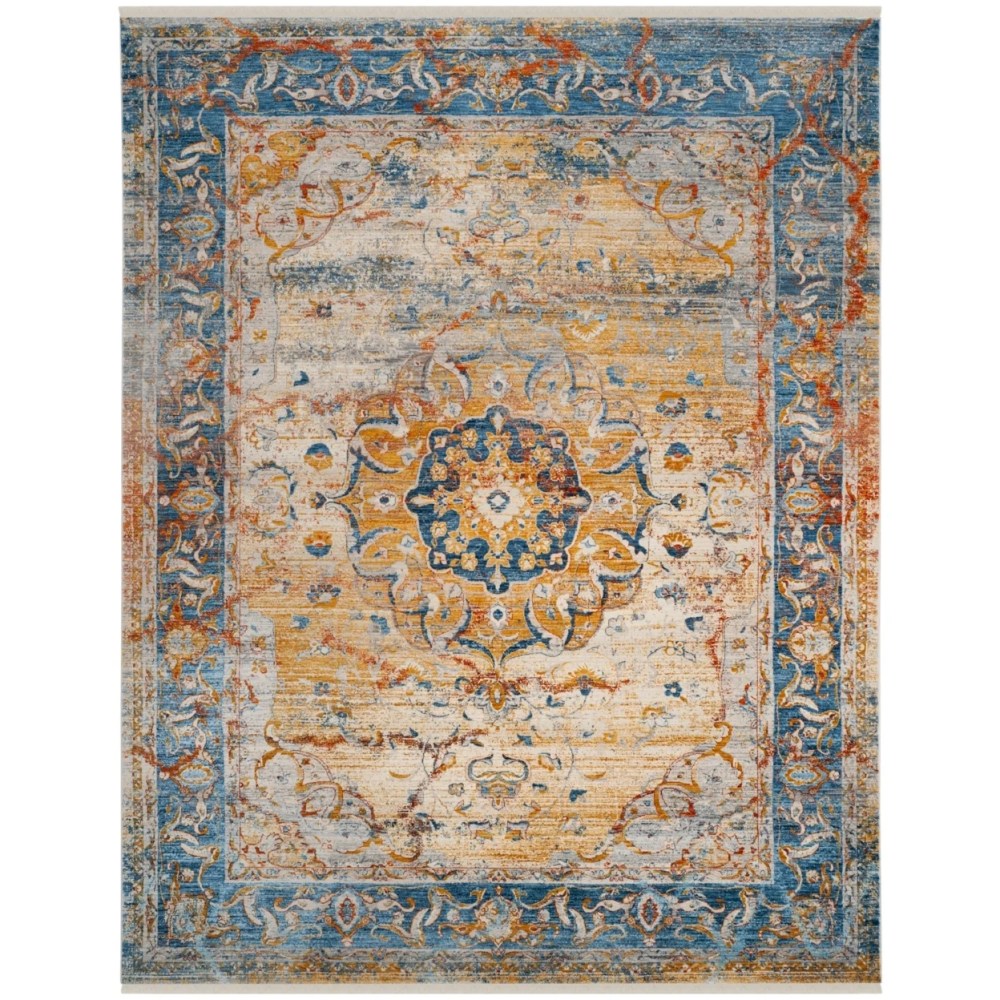SAFAVIEH Vintage Persian Trina Traditional Polyester Area Rug, Blue/Multi, 6" x 9"