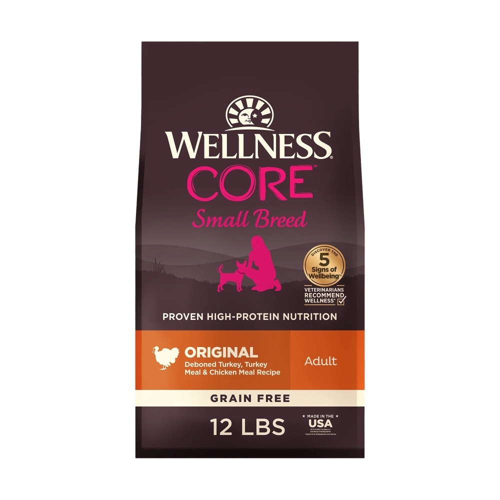 Wellness CORE Dry Dog Food, Small Breed, Grain Free, High Protein, Natural, Original Turkey & Chicken Recipe, (12-Pound Bag)