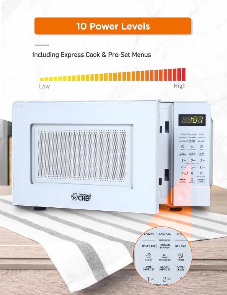 Commercial Chef CHM770W 0.7 Cubic Feet Microwave Oven,White - Image 7