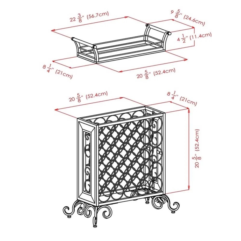Winsome Silvano Transitional Wood/Metal Wine Rack with Removable Tray in Bronze - Image 4