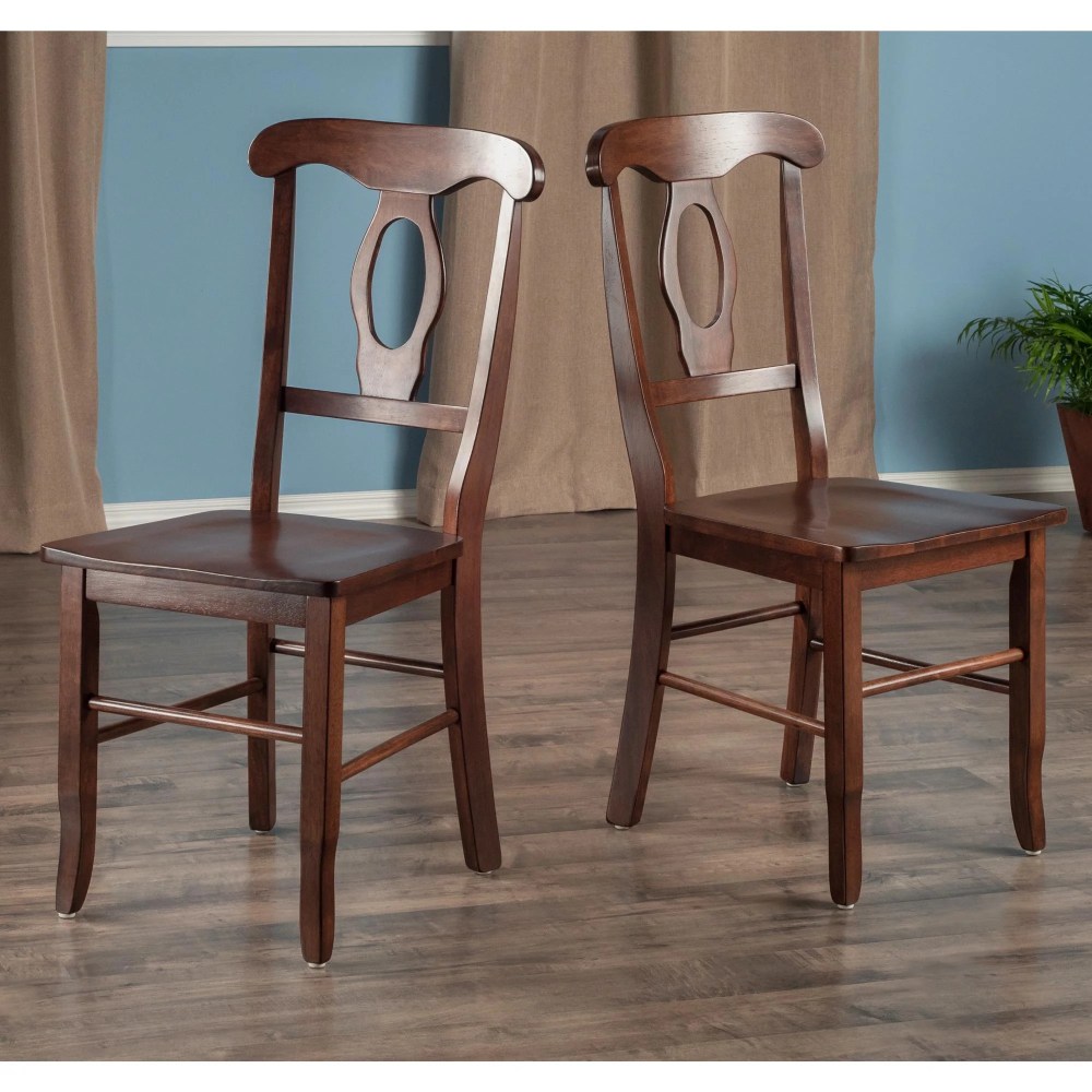 Winsome Renaissance 2-Piece Keyhole-Back Dining Chair Set,Walnut Finish - Image 7
