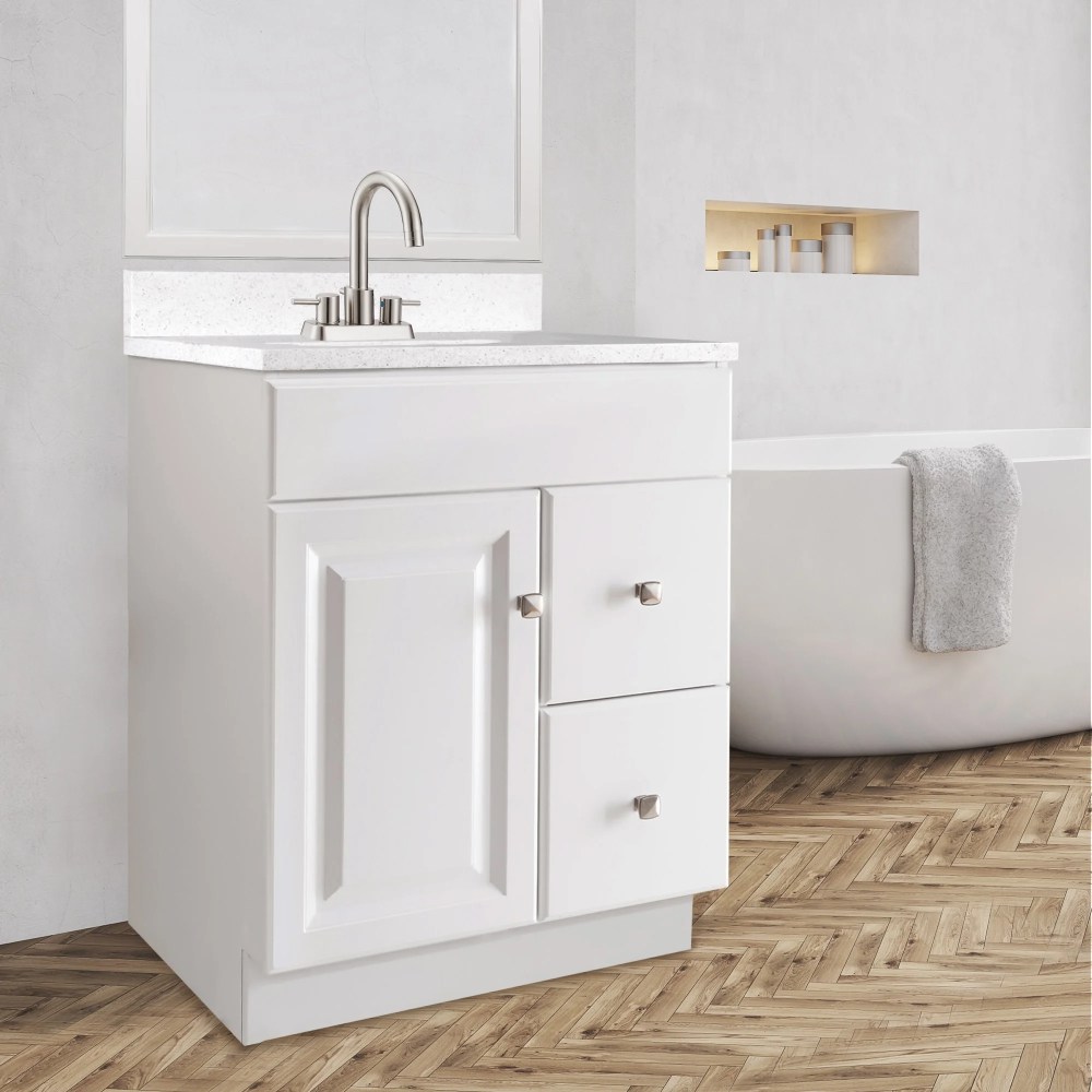 Design House Solid Wood 24" Wyndham 1-Door Ready to Assemble Bath Vanity Cabinet, White - Image 9