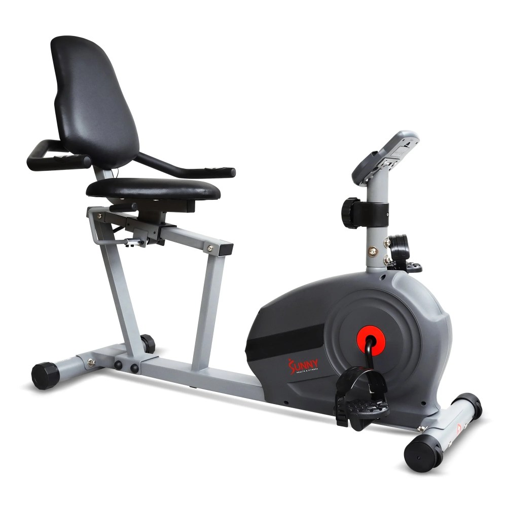 Sunny Health & Fitness Indoor Recumbent Cycling Bike, Essential Interactive Series w Smart Bluetooth & FREE SunnyFit App-SF-RB422903