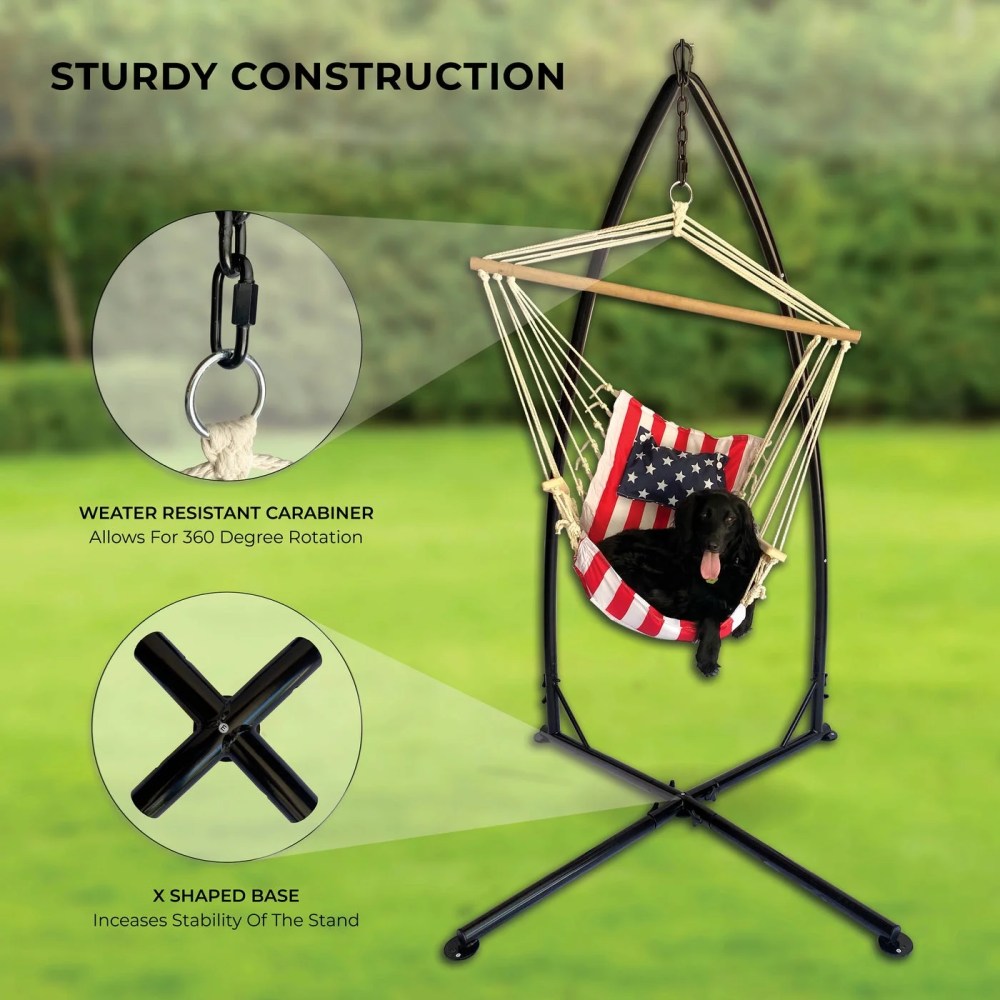 Hanging Chair Stand (Stand Only), Hammock Chair Stand for Indoor Outdoor, Heavy Duty 350 Lb Weight Capacity - Image 3