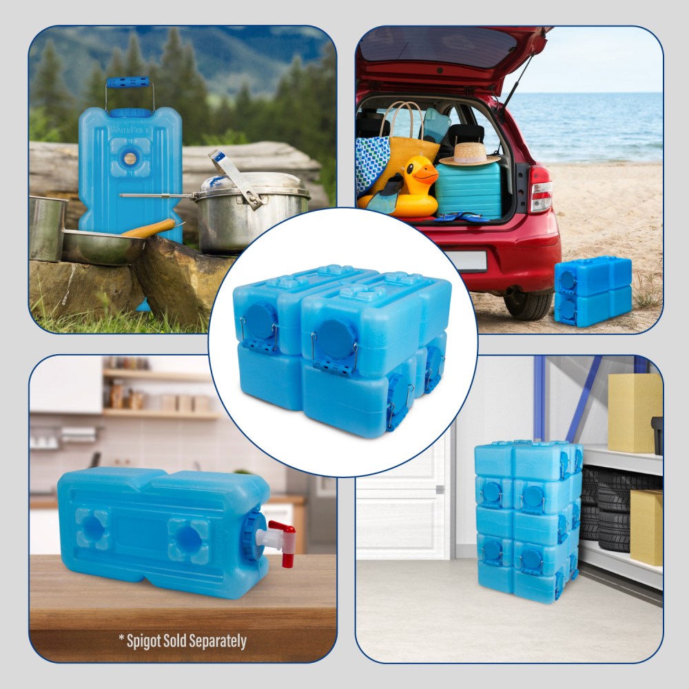 WaterBrick Stackable 3.5 Gallon Blue Water & Food Storage Container - 4 Pack - Image 7