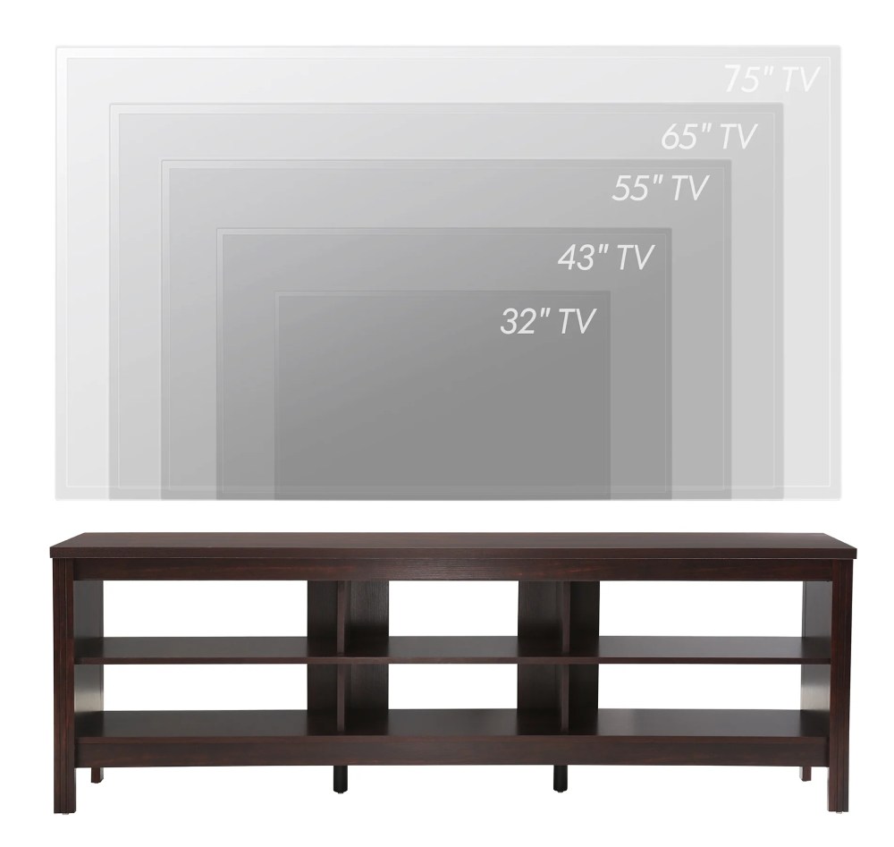 Wampat Farmhouse TV Stands for 75 inch Flat Screen Wood Media Console Storage Cabinet Entertainment Center,70 inch,Brown - Image 3