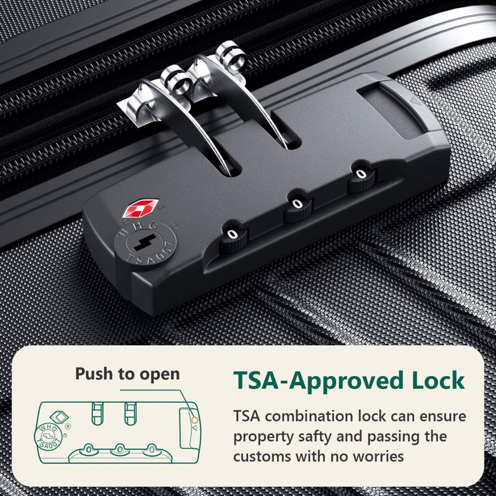 HOUSNIFLEX 3 Piece Luggage Set (20/24/28 Inch),Lightweight Expandable Suitcases with TSA Lock & 360'Spinner Wheels,Black - Image 3