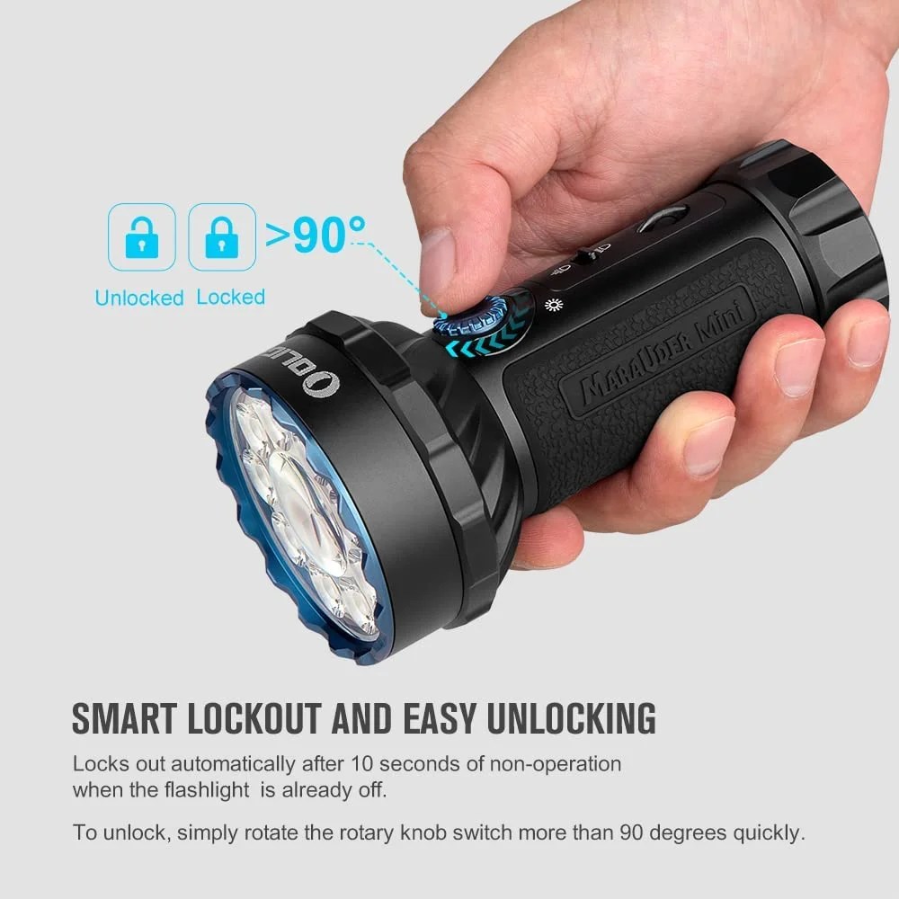 Olight Marauder Mini 7000 Lumens LED Super Bright Rechargeable Flashlight, Black - Image 4