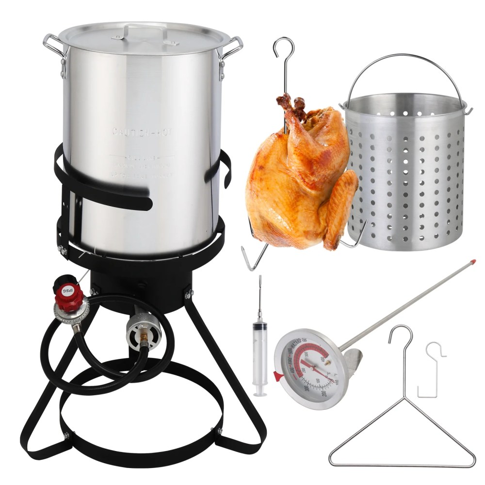 Ktaxon Propane Outdoor Fryer Aluminum Frying/Boiling Turkey Fryer Pot 30QT