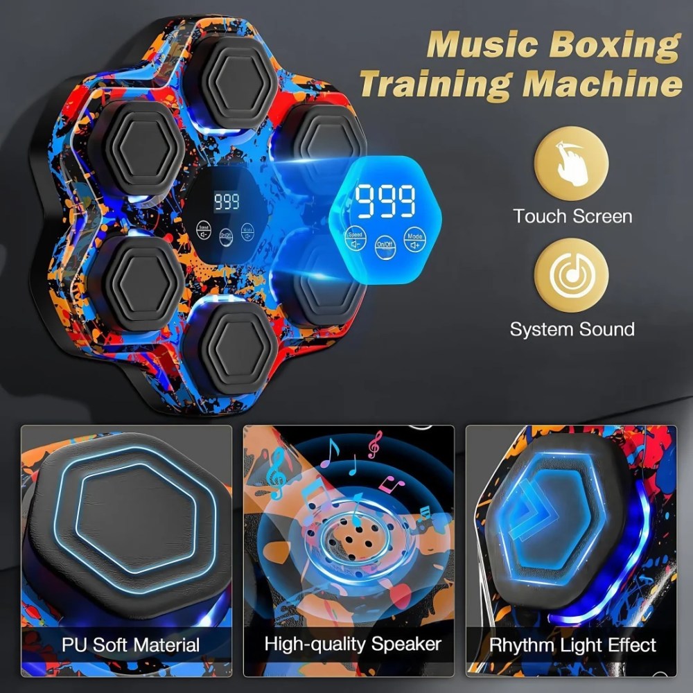 Music Boxing Machine, Smart Bluetooth Boxing Machine for Kids Adult, Wall Mounted Music Punching Trainer with Gloves, LED Electronic Boxing Target Equipment with 9 Modes & 9 Speeds for Home, Gym - Image 4