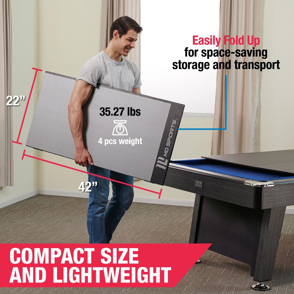 7-ft Table Tennis Conversion Top, 9mm Playfield, Net Included, Gray, and 4 Piece Top Folds for Storage by MD Sports - Image 6