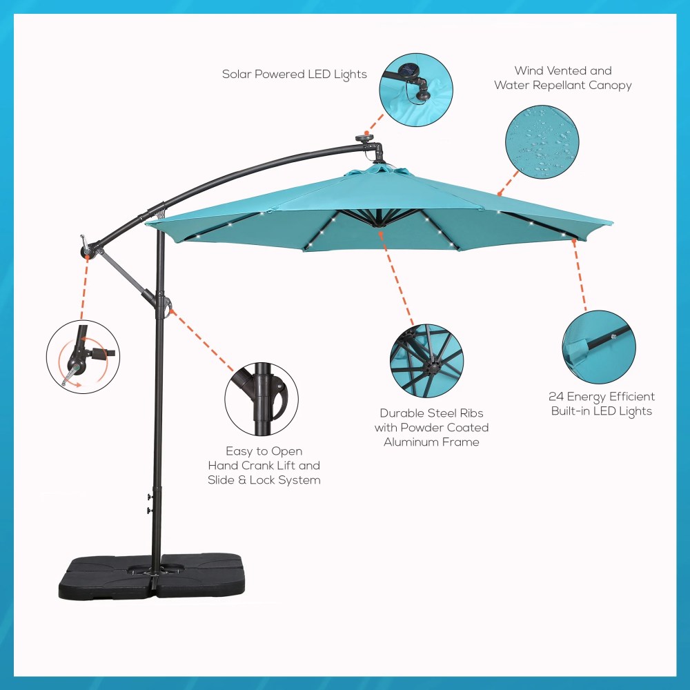 Westin Outdoor 94" Dark Green Solid Print Octagon Offset and Cantilever Patio Umbrella - Image 5