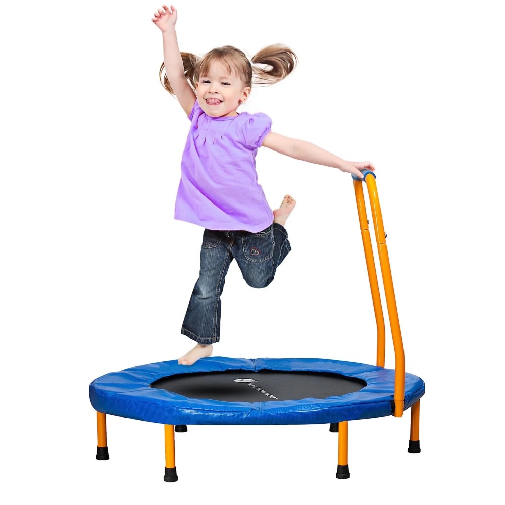 New-Bounce Mini Trampoline-Foldable Trampoline for Children and Adults-Fitness Rebounder Trampoline with Handlebar-Holds Up to 150 Lbs