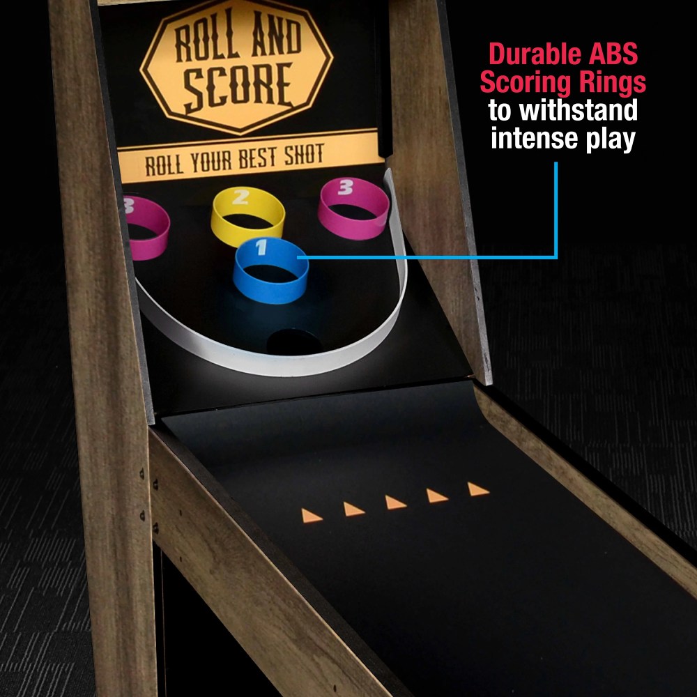 7.3 ft. Roll and Score 2-Player Arcade Game with Electronic Scoring and Ball Return System, Brown, by MD Sports - Image 4