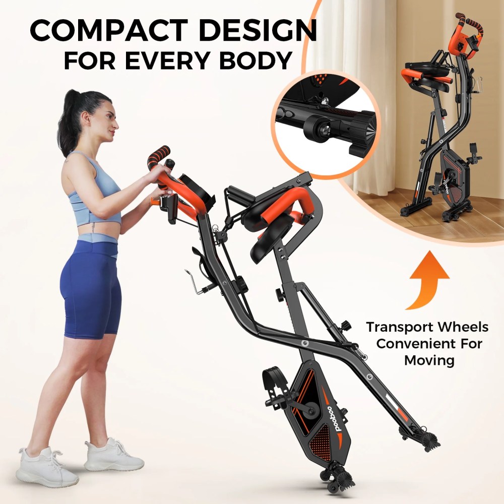pooboo 3in1 Foldable Exercise Bike Indoor Cycling Bike Magnetic Stationary Bike Fitness Gym Workout 300lb - Image 11