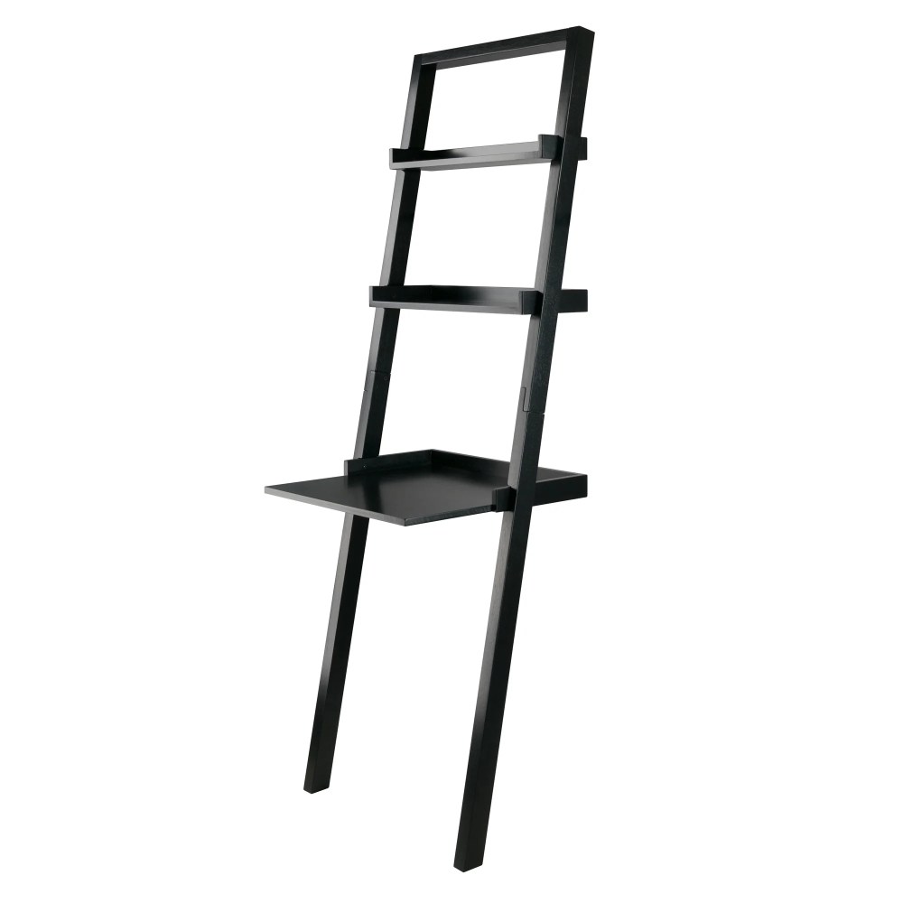 Winsome Wood Bellamy Leaning Desk with 2 Shelves,Black Finish