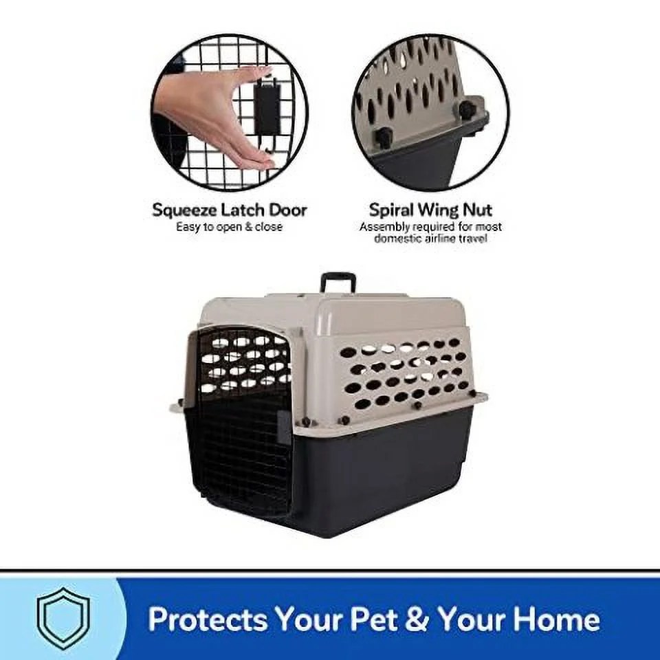 Petmate Vari Medium Plastic Portable Dog Kennel Airline Friendly Pet Carrier, 32" for Pets 30-50 lb, Taupe/Black - Image 3