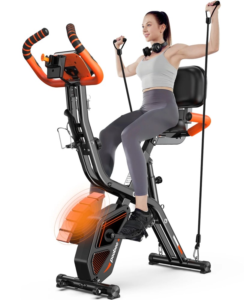 pooboo 3in1 Foldable Exercise Bike Indoor Cycling Bike Magnetic Stationary Bike Fitness Gym Workout 300lb - Image 12